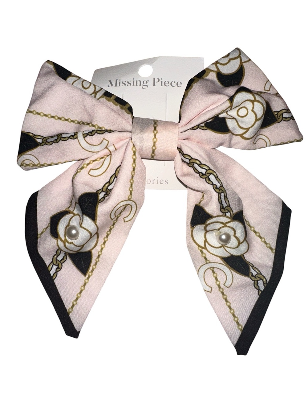 NWT! Fashion Pink Floral Print Bow Hair Clip